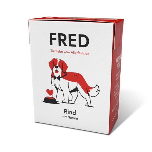 FRED - Rind mit Nudeln - Alleinfutter für ausgewachsene Hunde - 390g