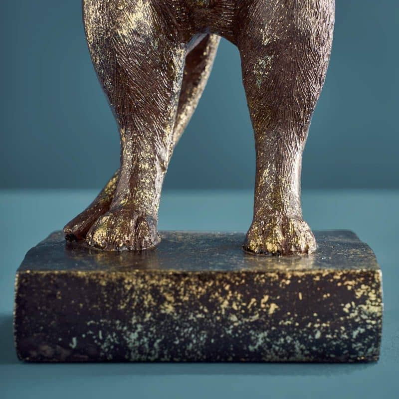 Werns - Kartenhalter Hund, Braun/Gold Polyresin, 14 x 15 x 28 cm