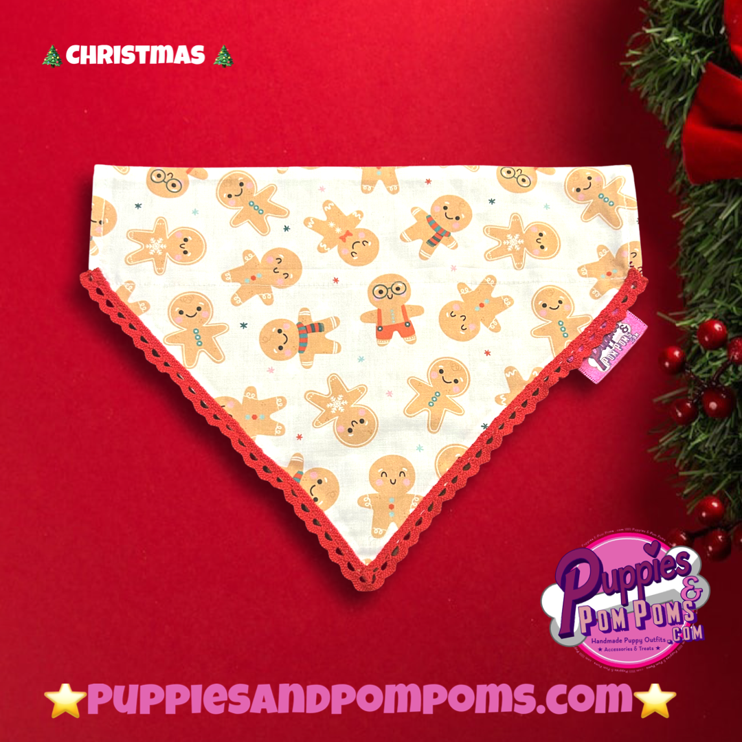 Puppies  & Pom Poms - Christmas Gingerbread-Bandana