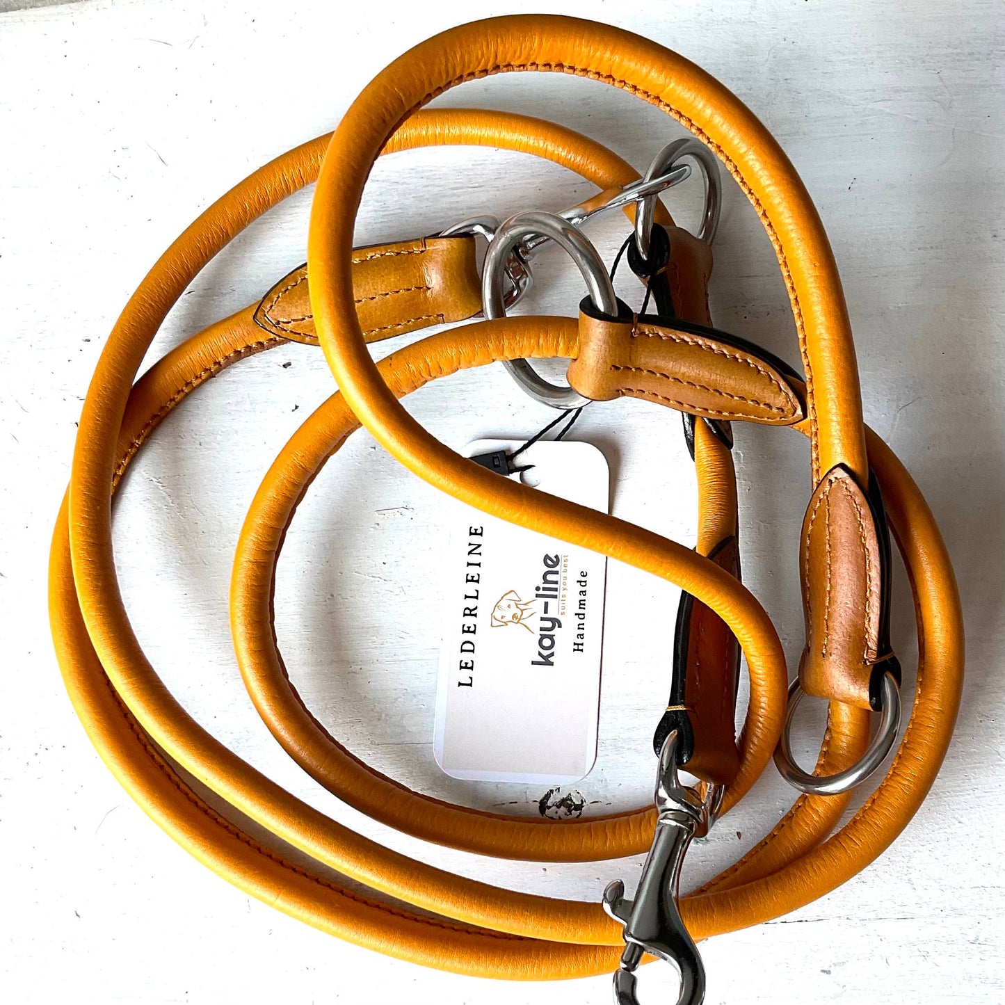 Kay-Line - Leder-Leine rundgenäht - CINNAMON , 200 cm 