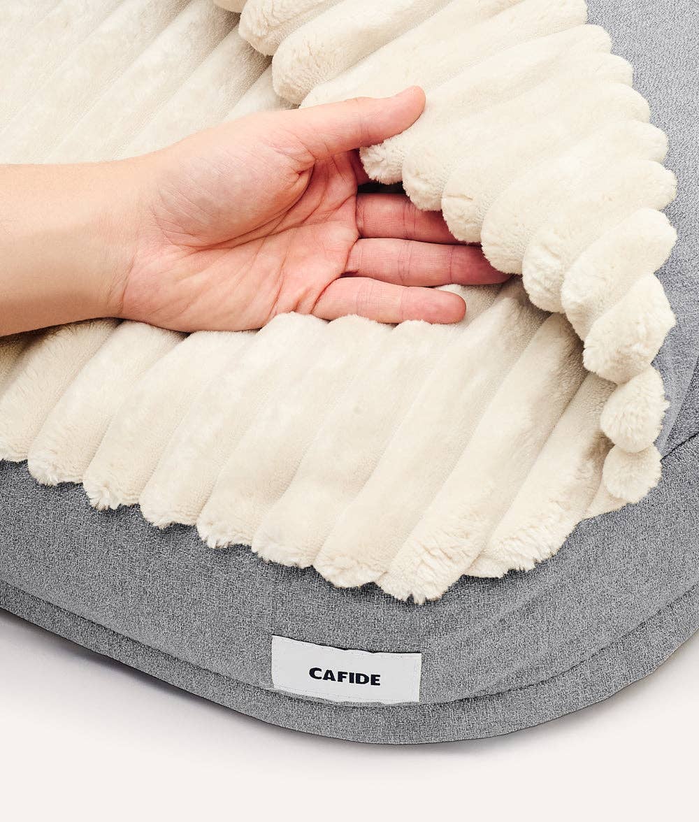 Cafide - Hundebett mit Kapuze Chenille Grau, Maso