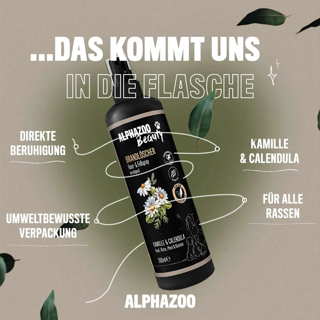 Alphazoo - Brandlöscher, beruhigendes Haut- & Fellspray für Hunde und Katzen - 200ml