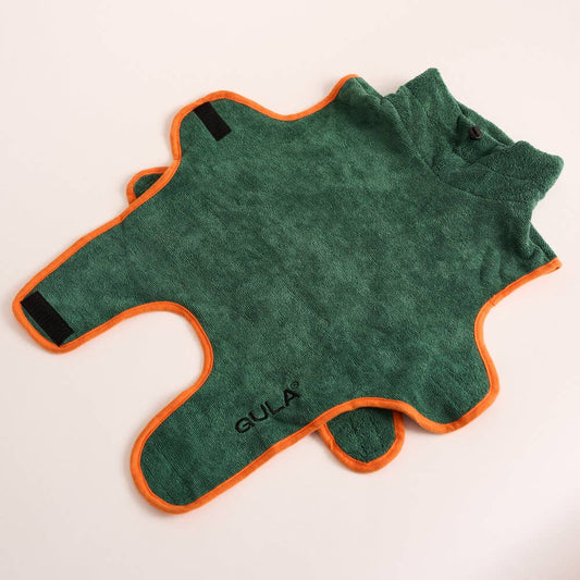 Gula - Hundebademantel / Hundetrockentuch - Grün & Orange