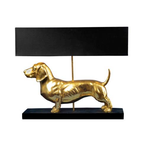Werns - Dackel Tischleuchte Vienna Schwarz/Gold, Poly, 60 x 14 x 48