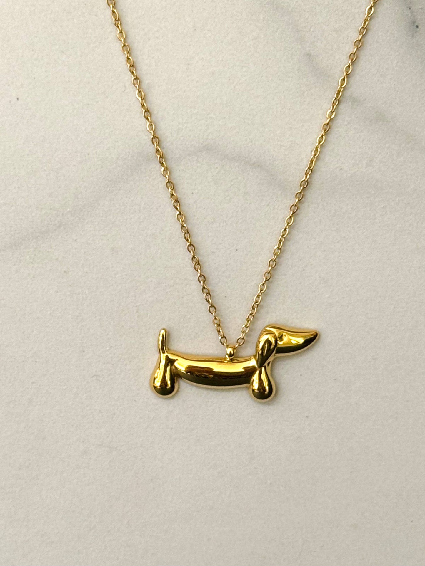 Cassette Barcelona - Edelstahl Dackel Halskette: Gold