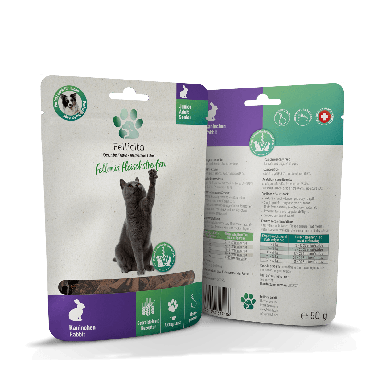 Fellicita Katze - Fellonis Fleischstreifen Kaninchen 50g