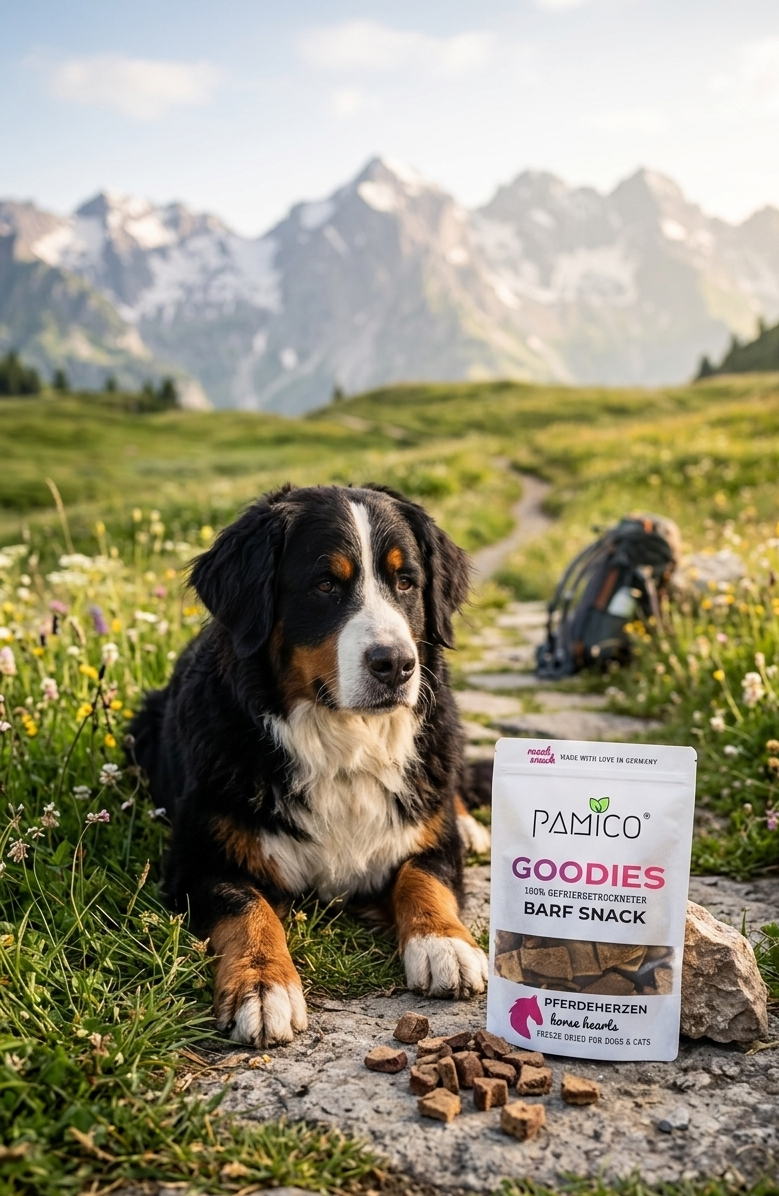 Pamico - Gefriergetrocknete Pferdeherzen Goodies für Hunde & Katzen – Monoprotein Snack reich an Eisen & hochwertigem Eiweiß
