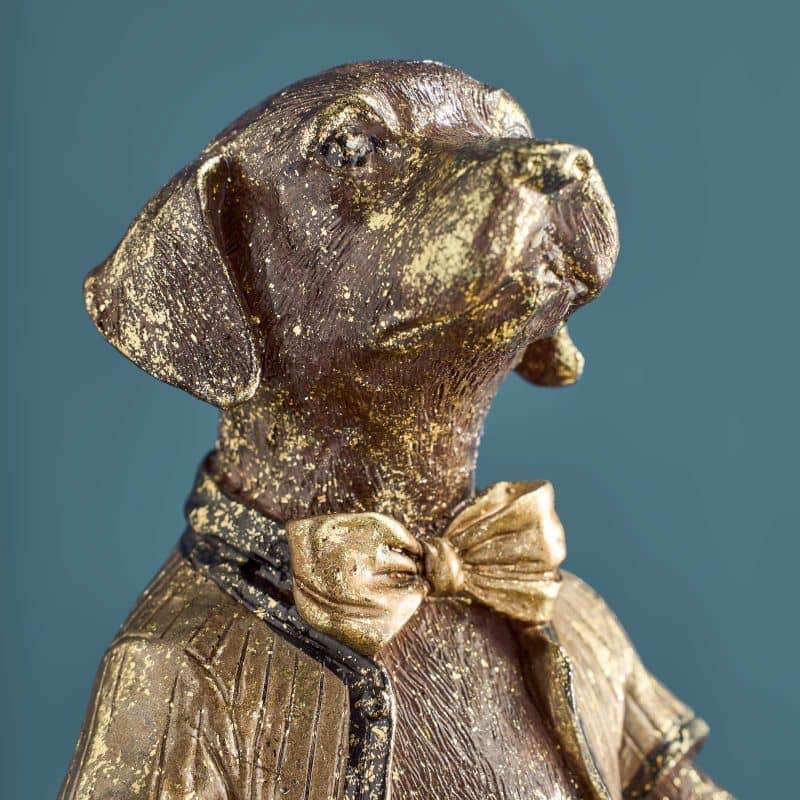 Werns - Kartenhalter Hund, Braun/Gold Polyresin, 14 x 15 x 28 cm