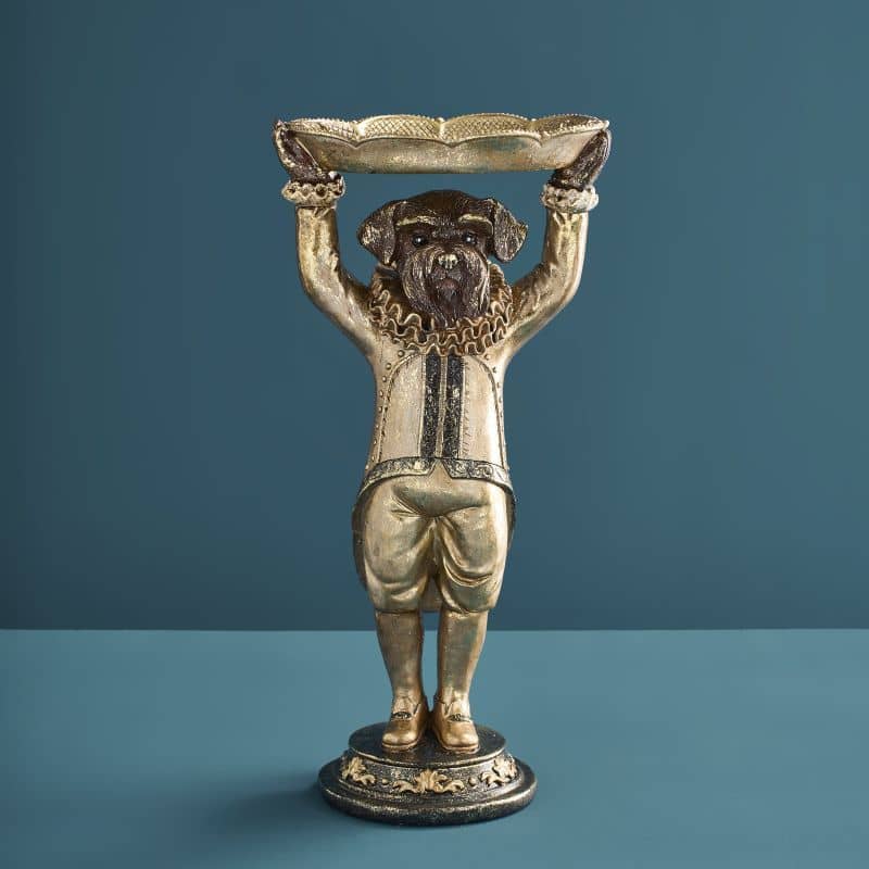 Werns - Kartenhalter Hund, Braun/Gold Polyresin, 15 x 10,5 x 31 cm