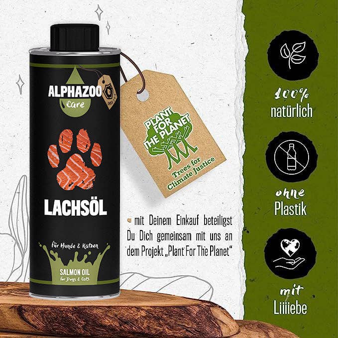 Alphazoo - Premium Lachsöl, Omega-3 Fischöl für Hunde & Katzen