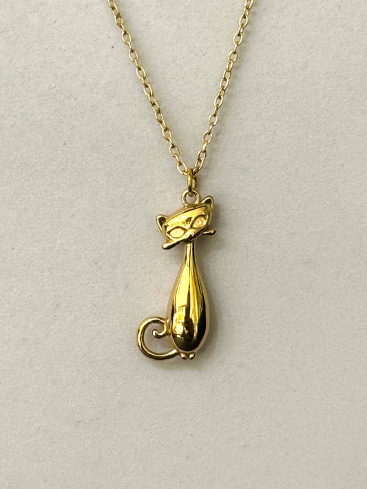 Cassette Barcelona - Halskette mit sitzender Katze - gold