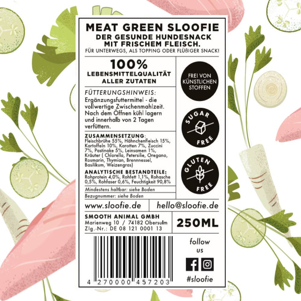 Sloofie - Meat Green - Hähnchen, Hundesmoothie, Topping, Snack