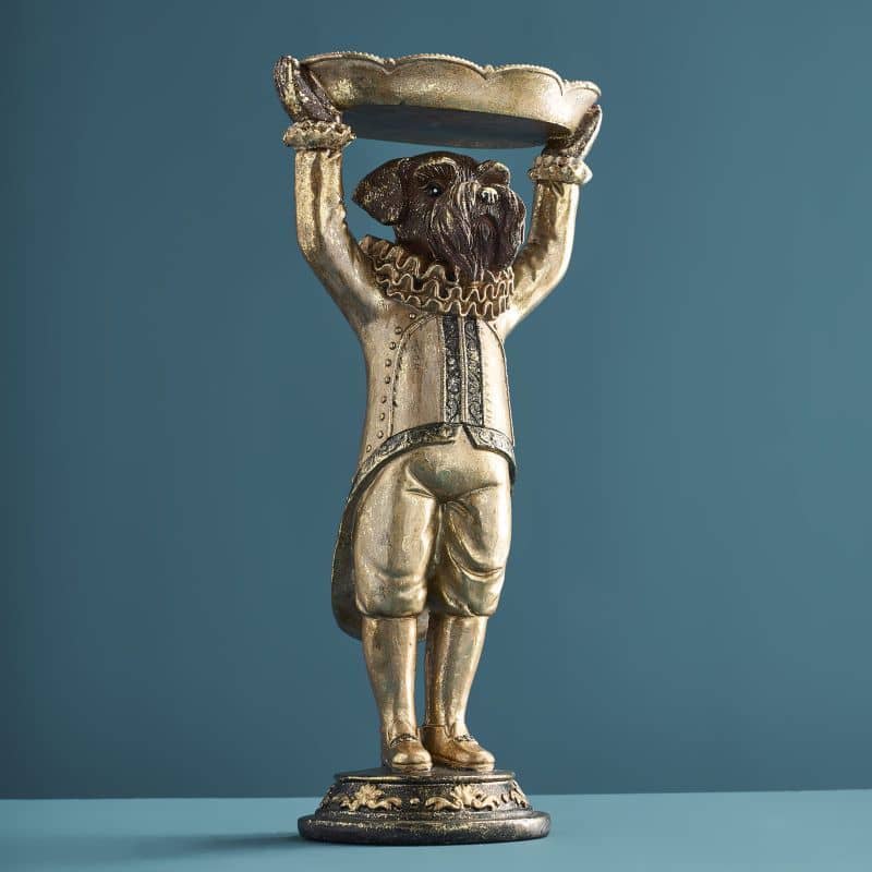 Werns - Kartenhalter Hund, Braun/Gold Polyresin, 15 x 10,5 x 31 cm