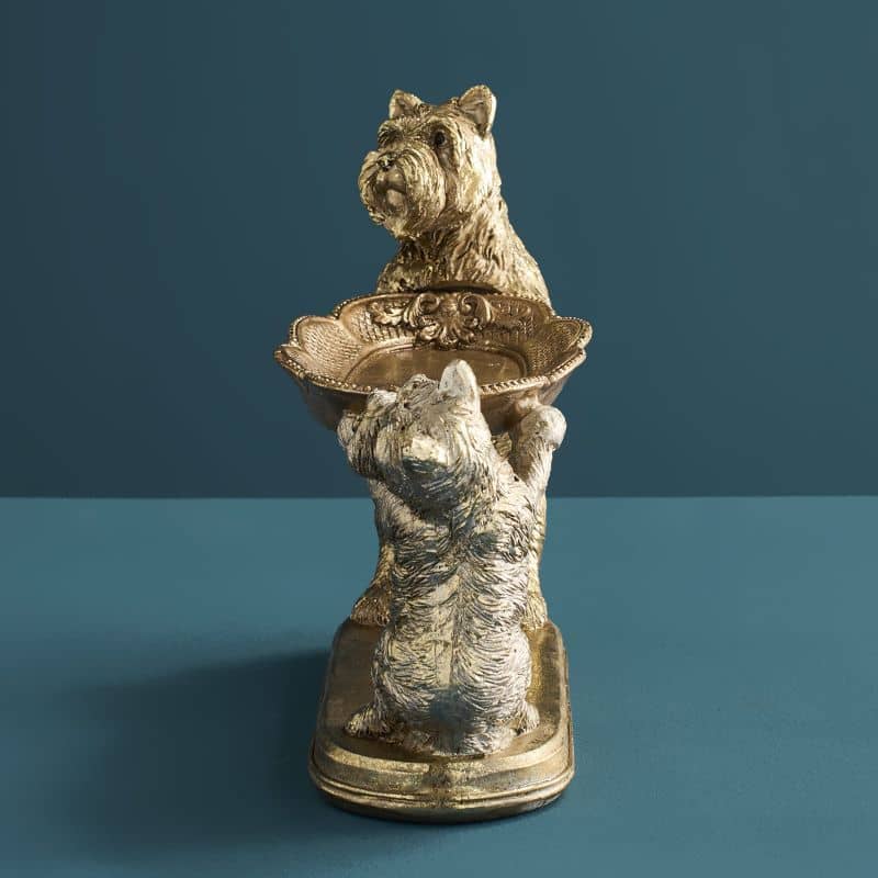 Werns - Kartenhalter Hunde, Gold Polyresin, 22 x 8,5x17cm