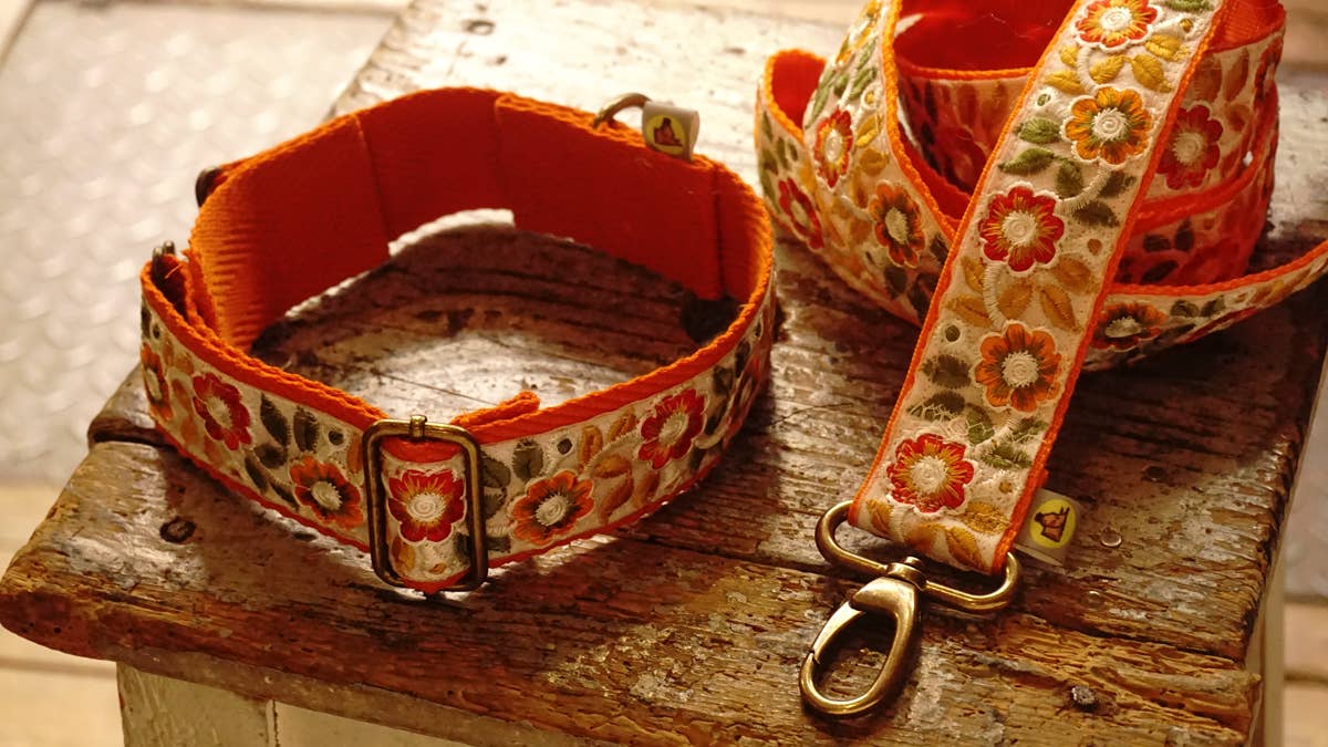 Hundsfutter - „Summertime“ Halsband- und Leinen-Set mit Blumendesign