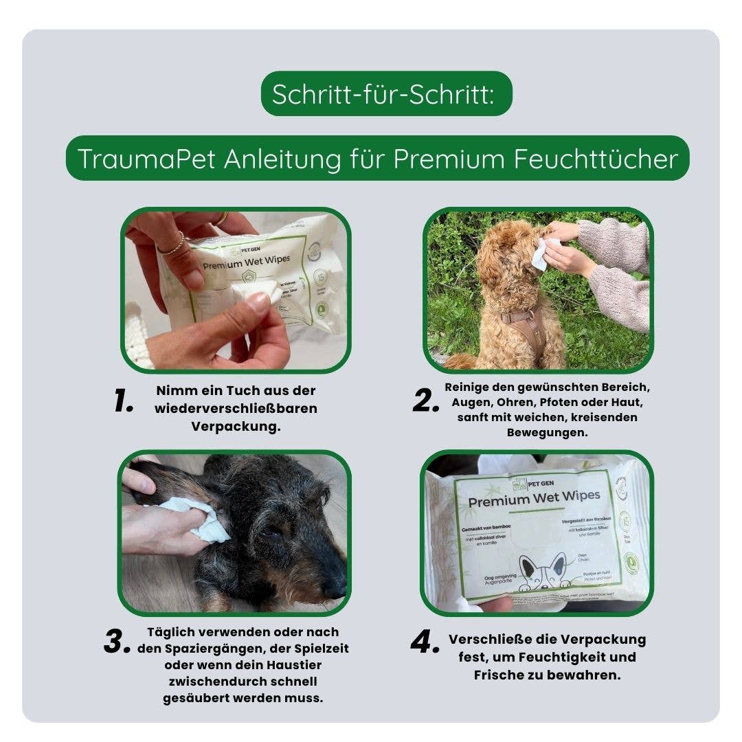 TraumaPet - Feuchttücher Hund & Katze – Augen, Ohren & Pfoten
