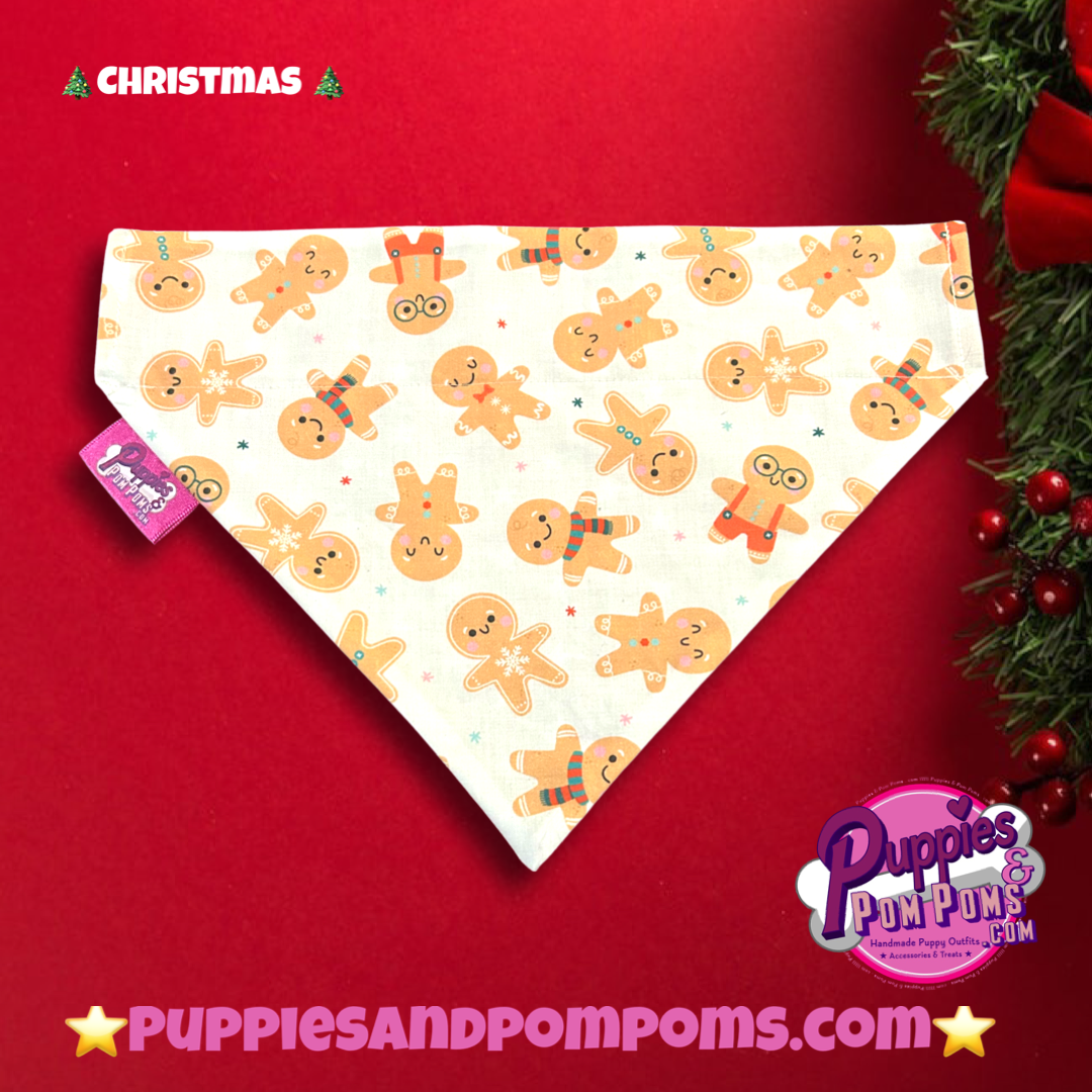 Puppies  & Pom Poms - Christmas Gingerbread-Bandana