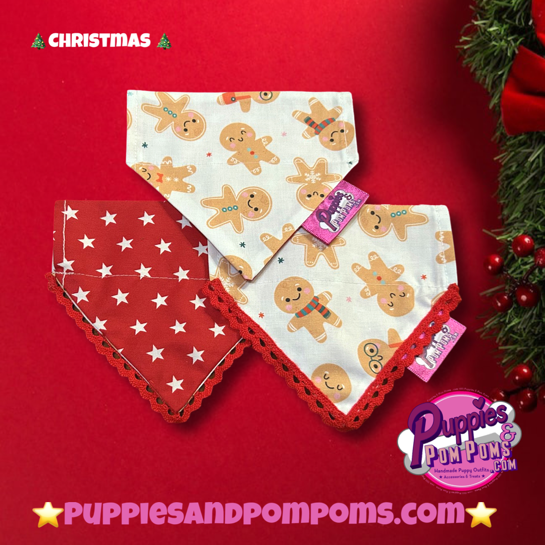 Puppies  & Pom Poms - Christmas Gingerbread-Bandana