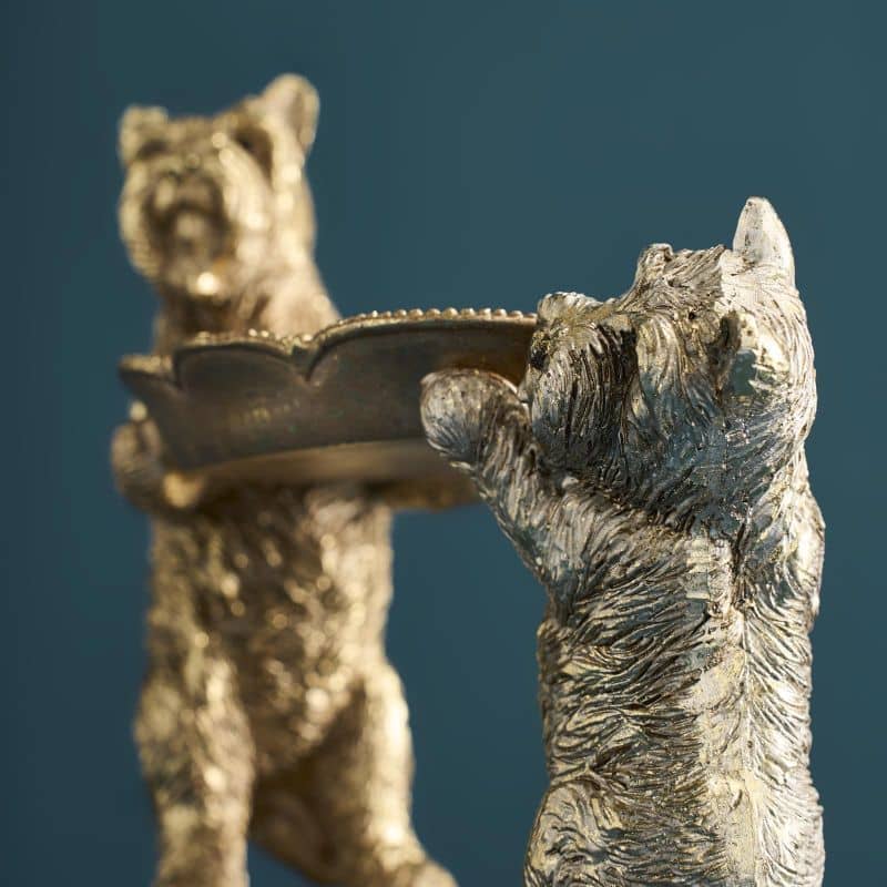 Werns - Kartenhalter Hunde, Gold Polyresin, 22 x 8,5x17cm