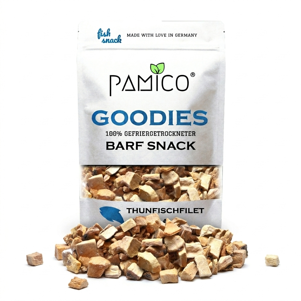 Pamico - Gefriergetrocknete Thunfisch Goodies für Hunde & Katzen – Natürlicher Fischsnack reich an Omega-3, Jod & Protein