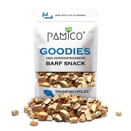 Pamico - Gefriergetrocknete Thunfisch Goodies für Hunde & Katzen – Natürlicher Fischsnack reich an Omega-3, Jod & Protein