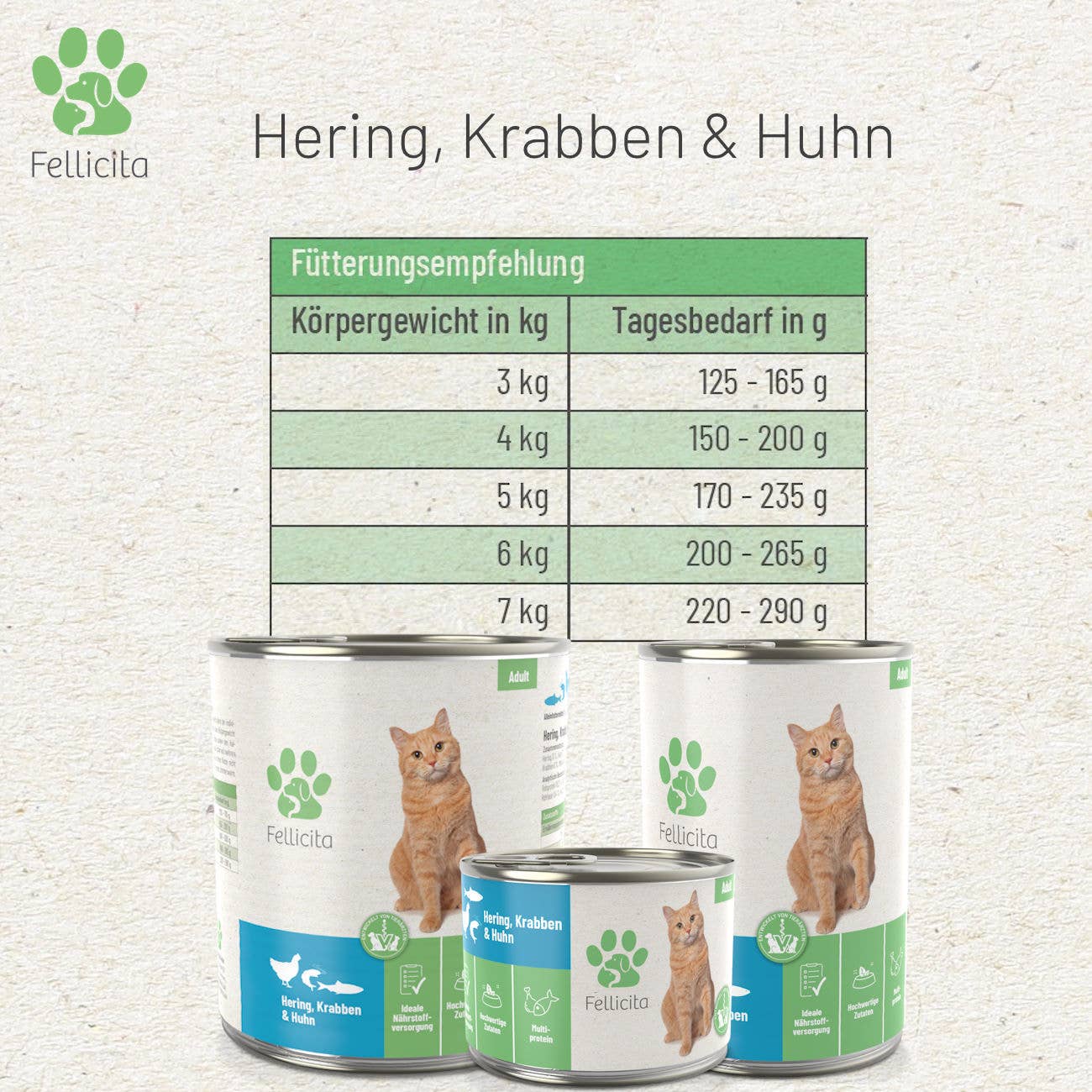 Fellicita - Katze Hering, Krabben & Huhn 200g Dose