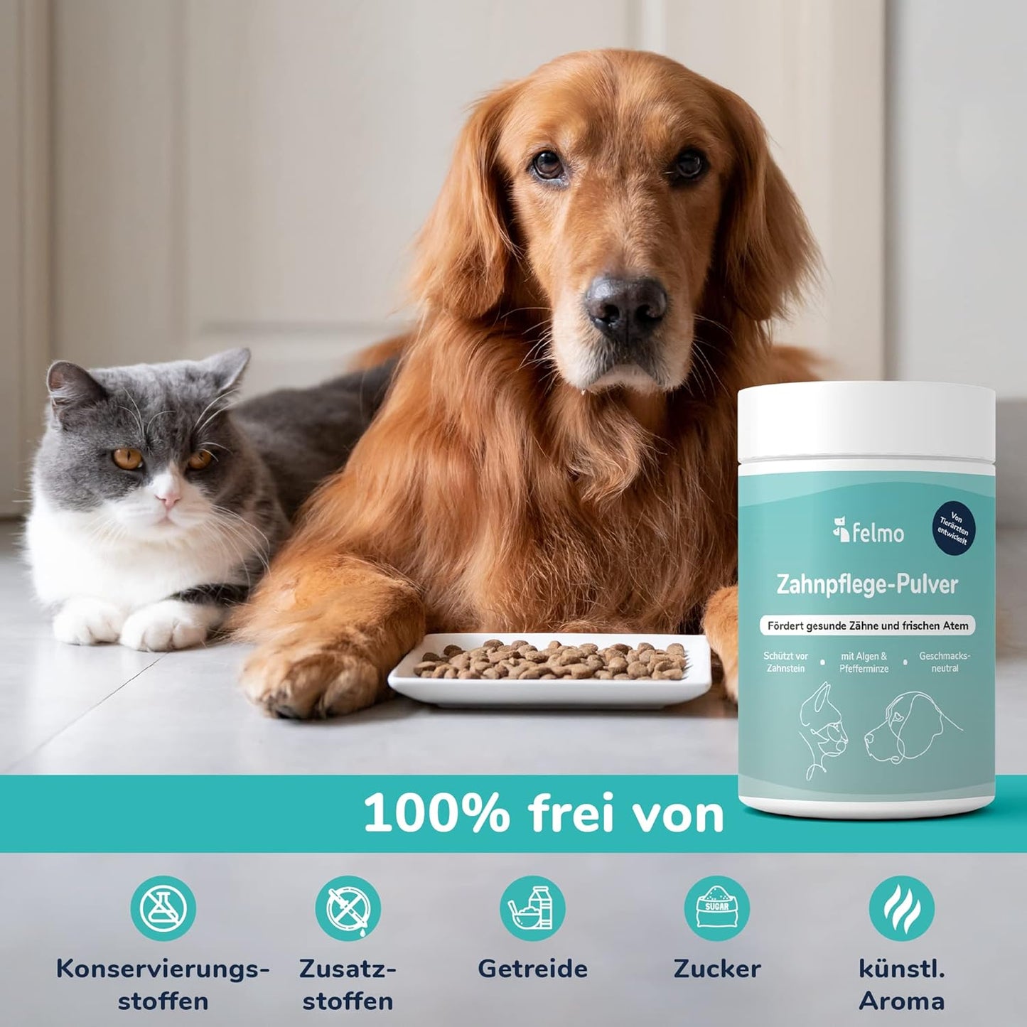 felmo - Zahnpflege-Pulver für Hunde und Katzen - 160g